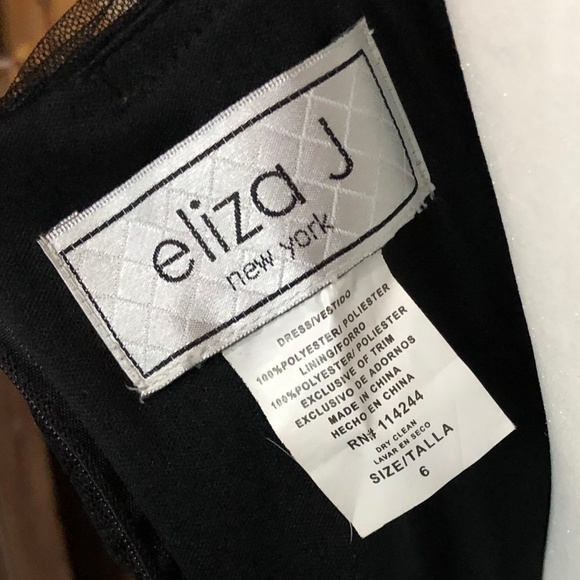 eliza j | black and white tulle embroidered dress - Picture 7 of 7